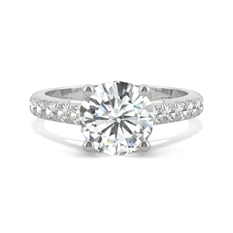 2.38 CTW DEW Round Moissanite Engagement Ring in 14K White Gold