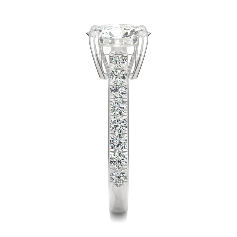 2.38 CTW DEW Round Moissanite Engagement Ring in 14K White Gold