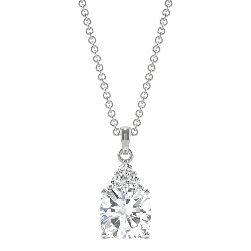 1.79 CTW DEW Cushion Trio Cluster Pendant 14K White Gold