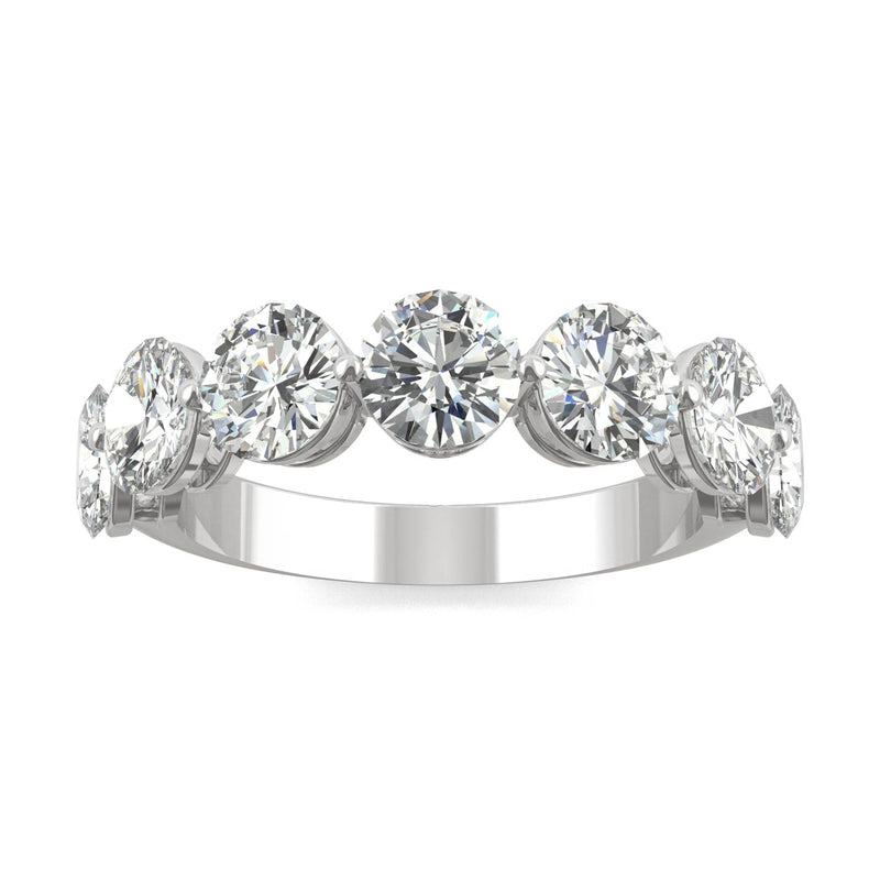 3.50 CTW DEW Round Moissanite Seven Stone Ring in 14K White Gold