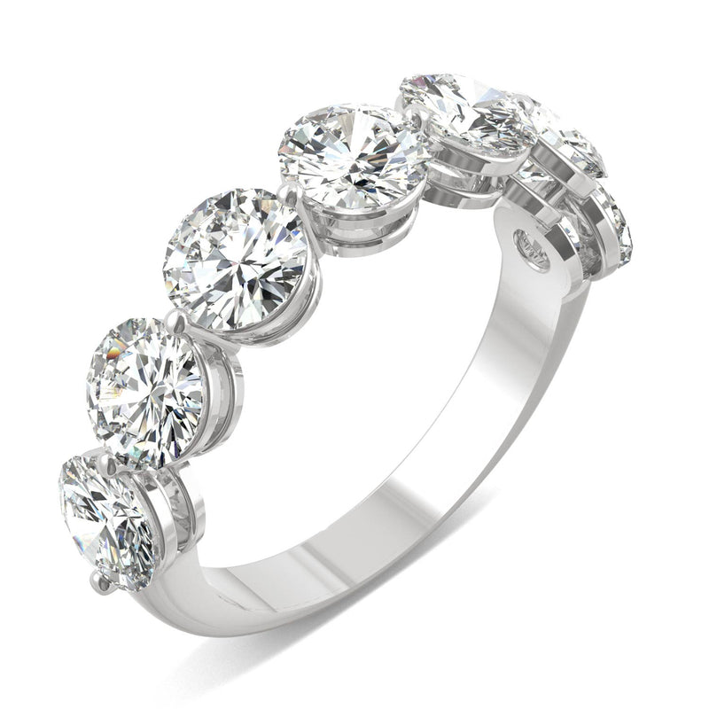 3.50 CTW DEW Round Moissanite Seven Stone Ring in 14K White Gold