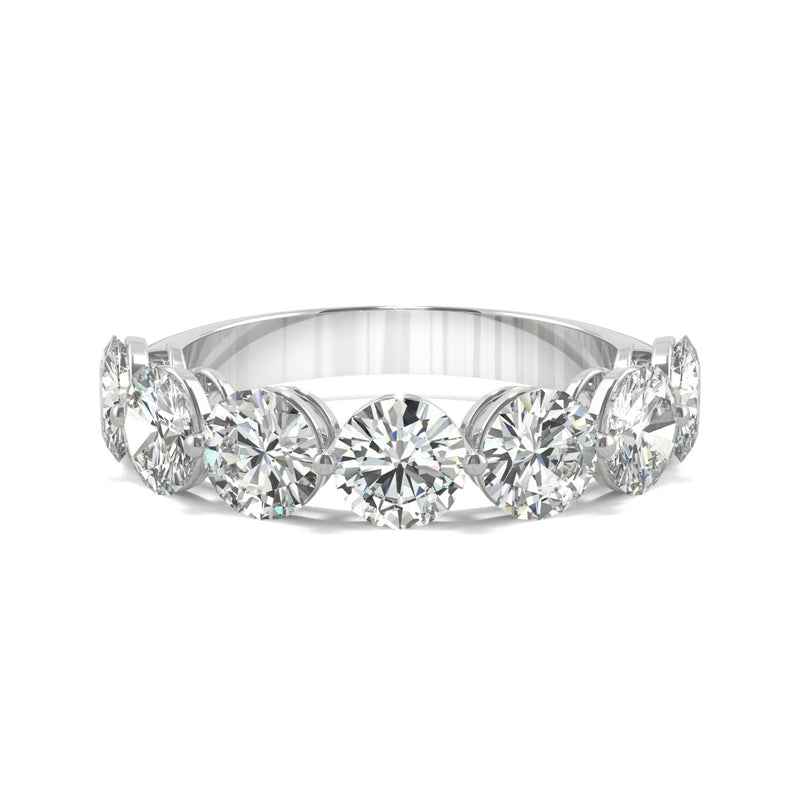 3.50 CTW DEW Round Moissanite Seven Stone Ring in 14K White Gold
