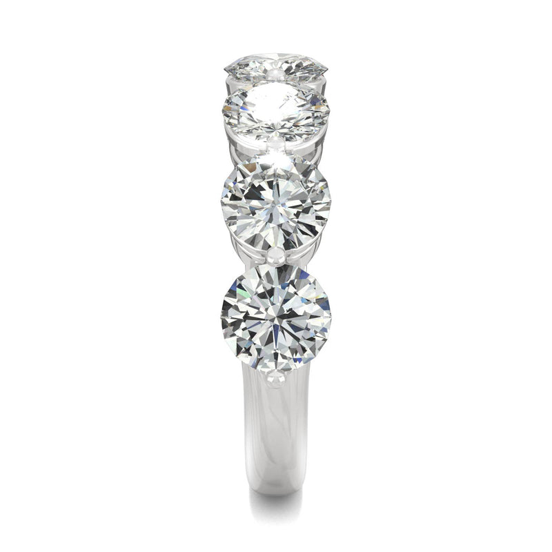 3.50 CTW DEW Round Moissanite Seven Stone Ring in 14K White Gold