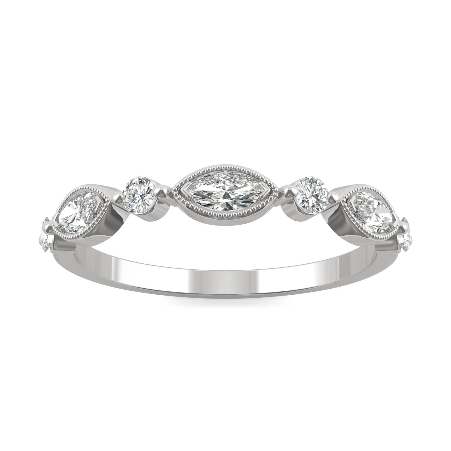0.33 CTW DEW Marquise Moissanite Anniversary Band in 14K White Gold