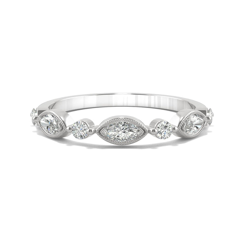 0.33 CTW DEW Marquise Moissanite Anniversary Band in 14K White Gold