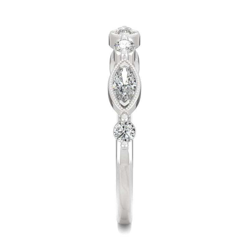 0.33 CTW DEW Marquise Moissanite Anniversary Band in 14K White Gold