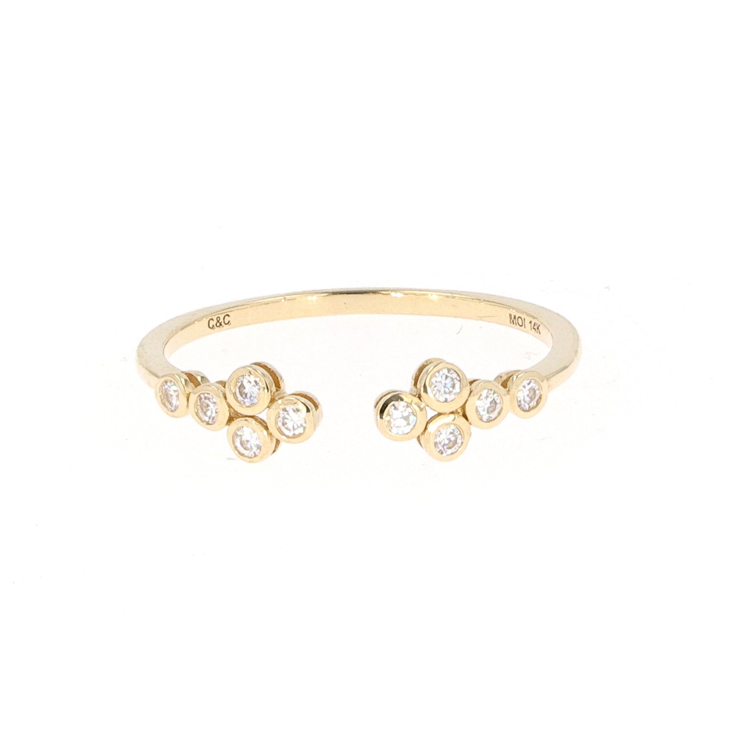 0.15 CTW DEW Round Near-Colorless Moissanite Fashion Ring in 14K Yellow Gold