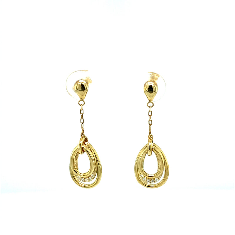 0.19 CTW DEW Round Near-Colorless Moissanite Drop Earring in 14K Yellow Gold