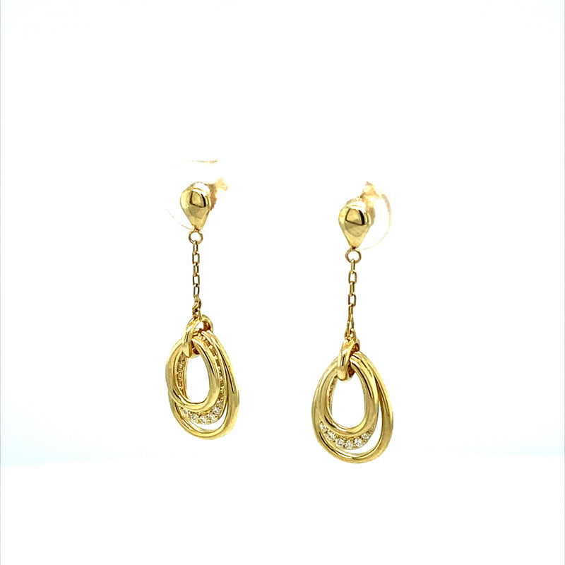 0.19 CTW DEW Round Near-Colorless Moissanite Drop Earring in 14K Yellow Gold