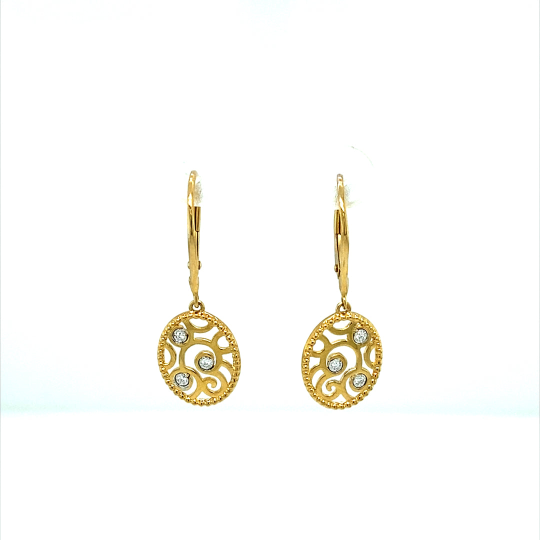 0.12 CTW DEW Round Near-Colorless Moissanite Fashion Earring in 14K Yellow Gold