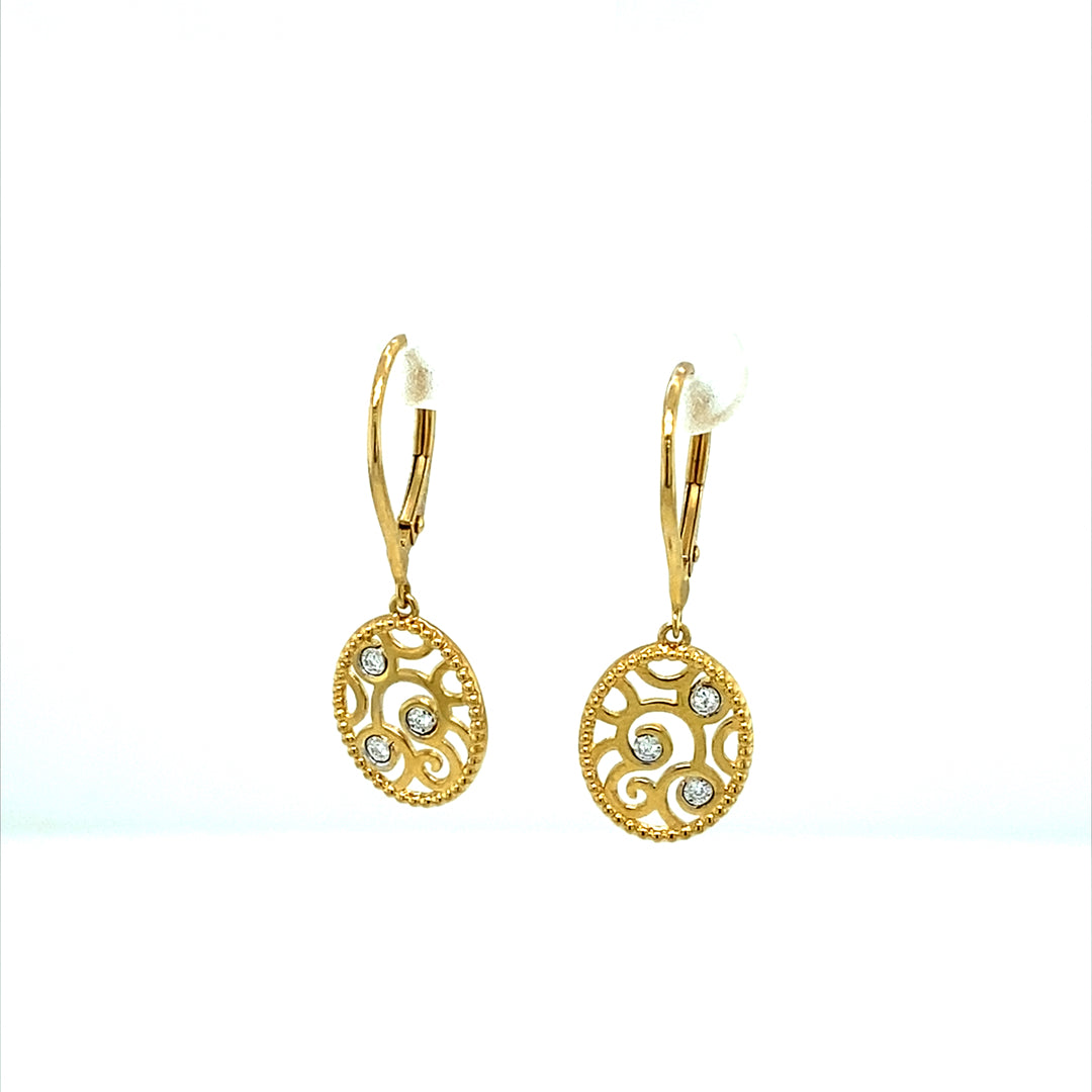 0.12 CTW DEW Round Near-Colorless Moissanite Fashion Earring in 14K Yellow Gold