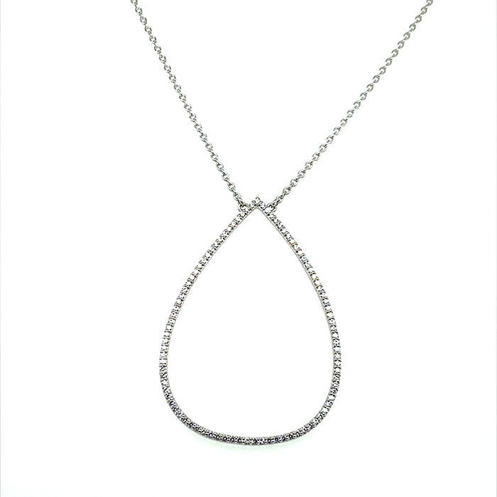 0.46 CTW DEW Round Near-Colorless Moissanite Open Teardrop Necklace in Sterling Silver