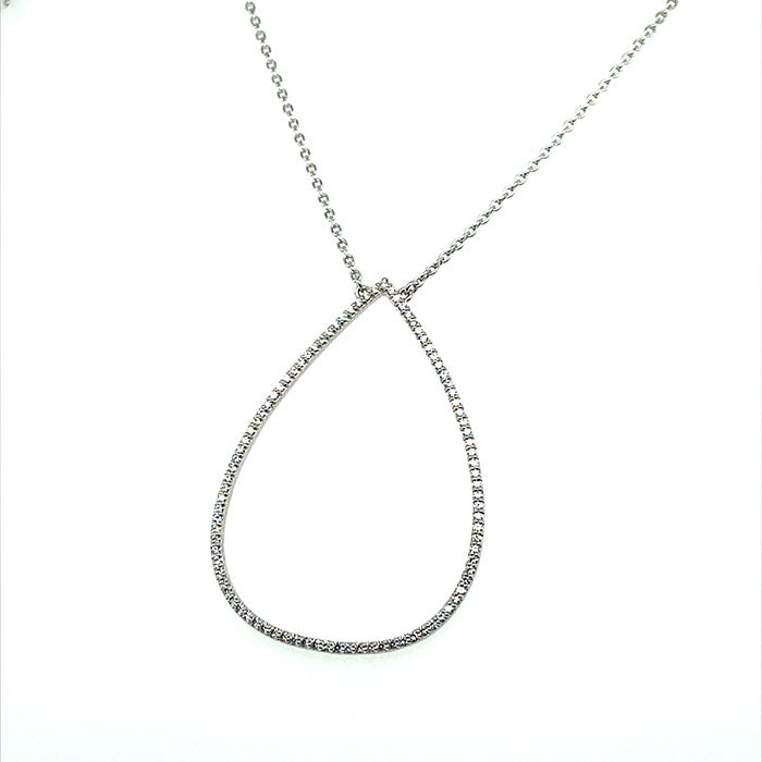 0.46 CTW DEW Round Near-Colorless Moissanite Open Teardrop Necklace in Sterling Silver