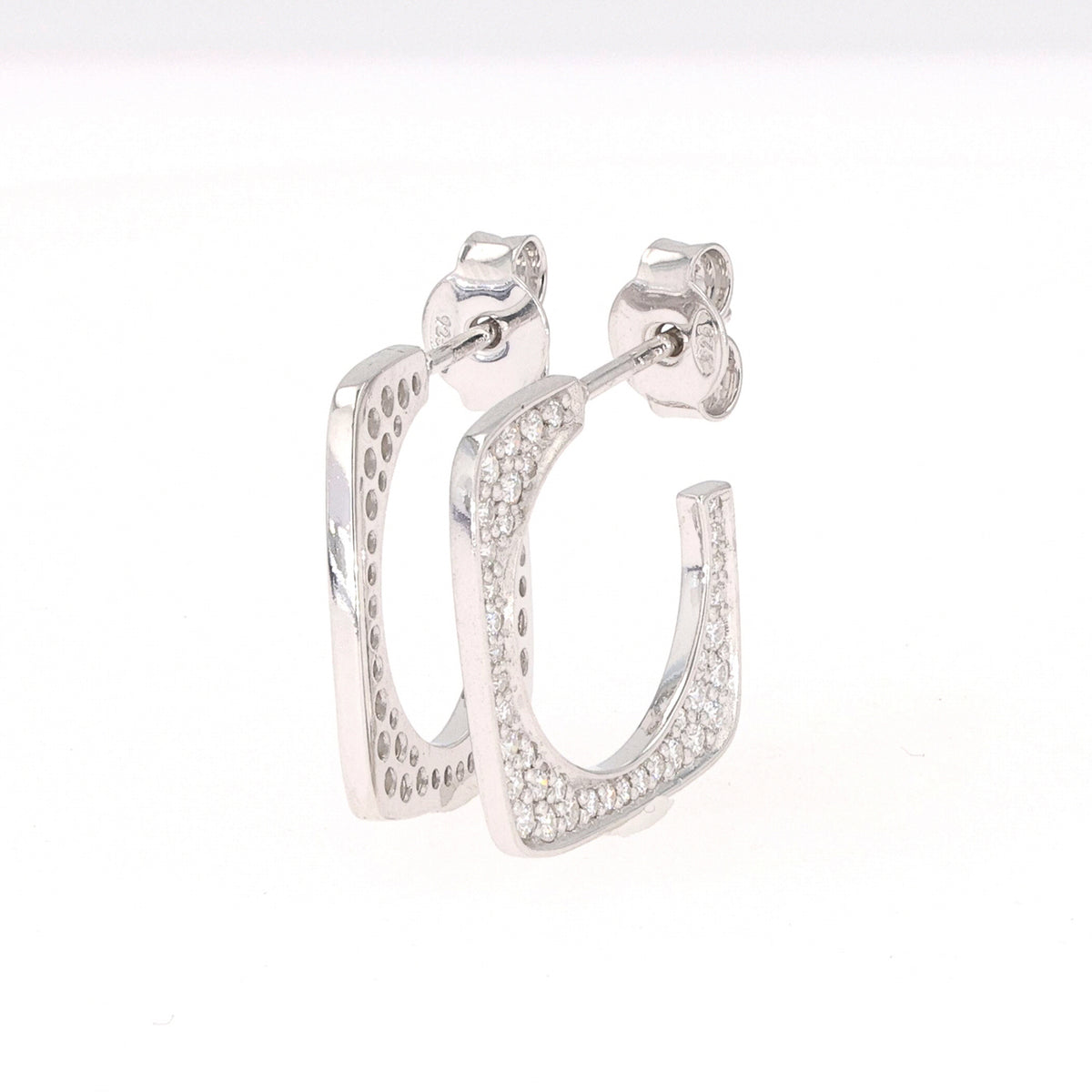 925 Sterling Silver Inlaid Moissanite C-Hoop Earrings main image 0