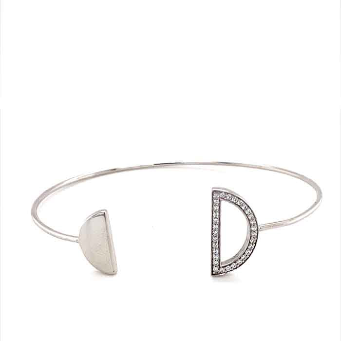 0.16 CTW DEW Geometric Open Bangle Bracelet Sterling