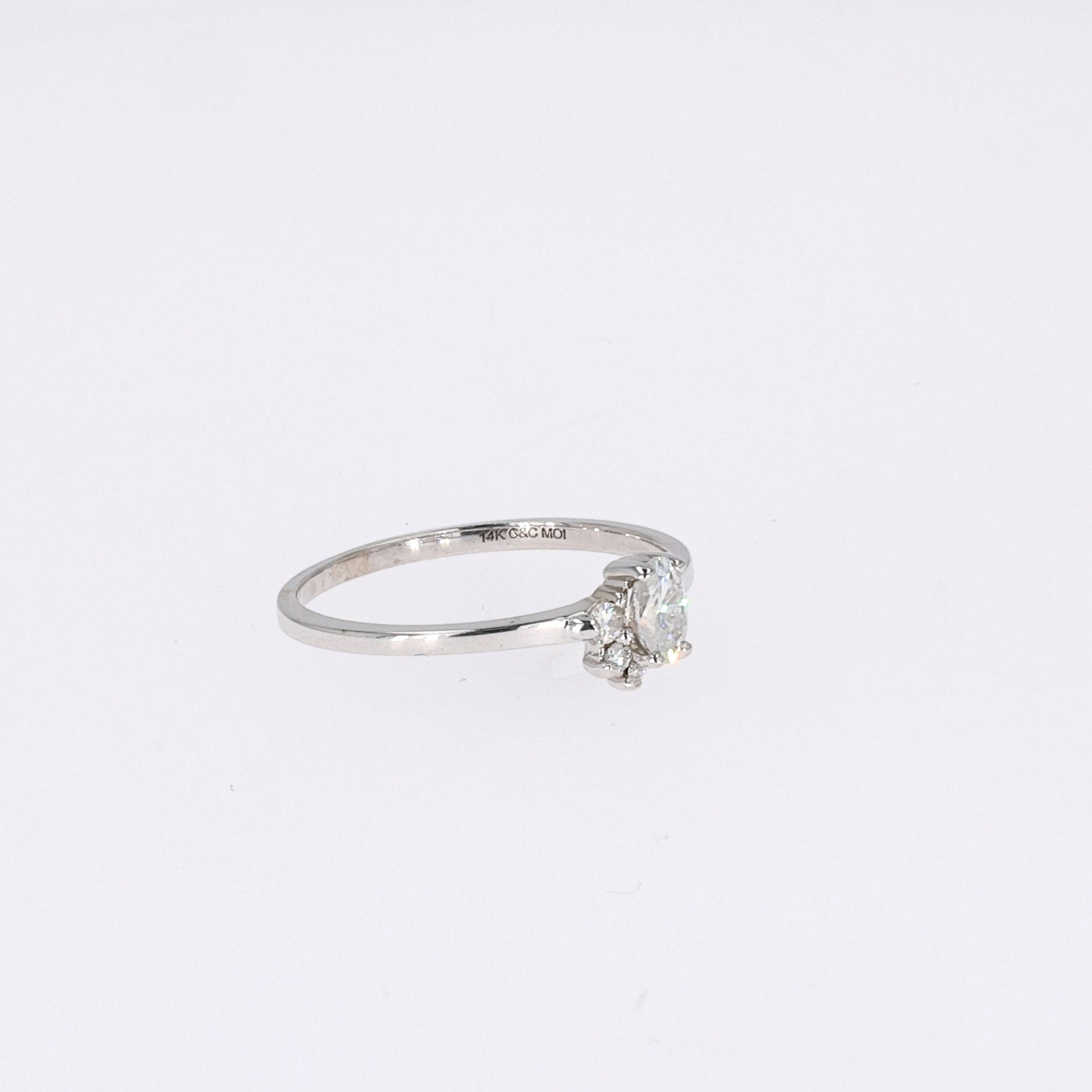 0.31 CTW DEW Oval Near-Colorless Moissanite Fashion Ring in 14K White Gold