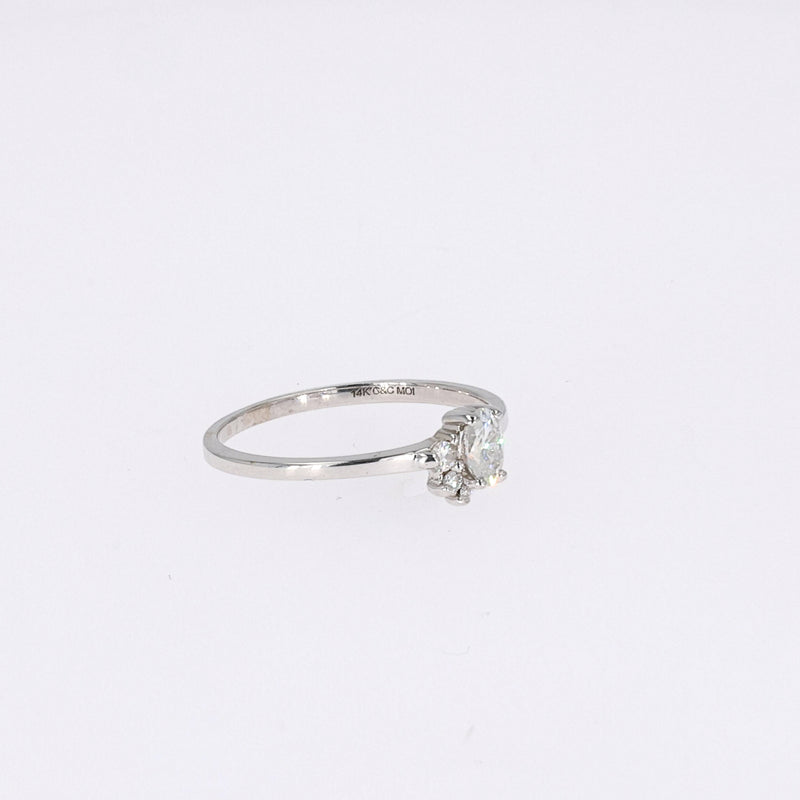 0.31 CTW DEW Oval Near-Colorless Moissanite Fashion Ring in 14K White Gold
