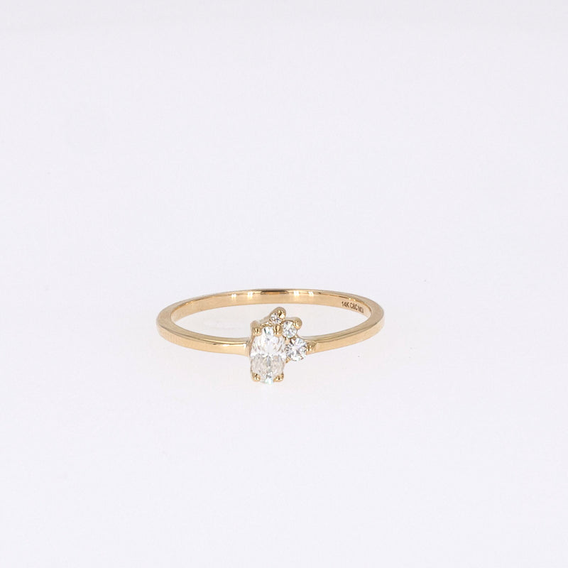 0.31 CTW DEW Oval Near-Colorless Moissanite Fashion Ring in 14K Yellow Gold