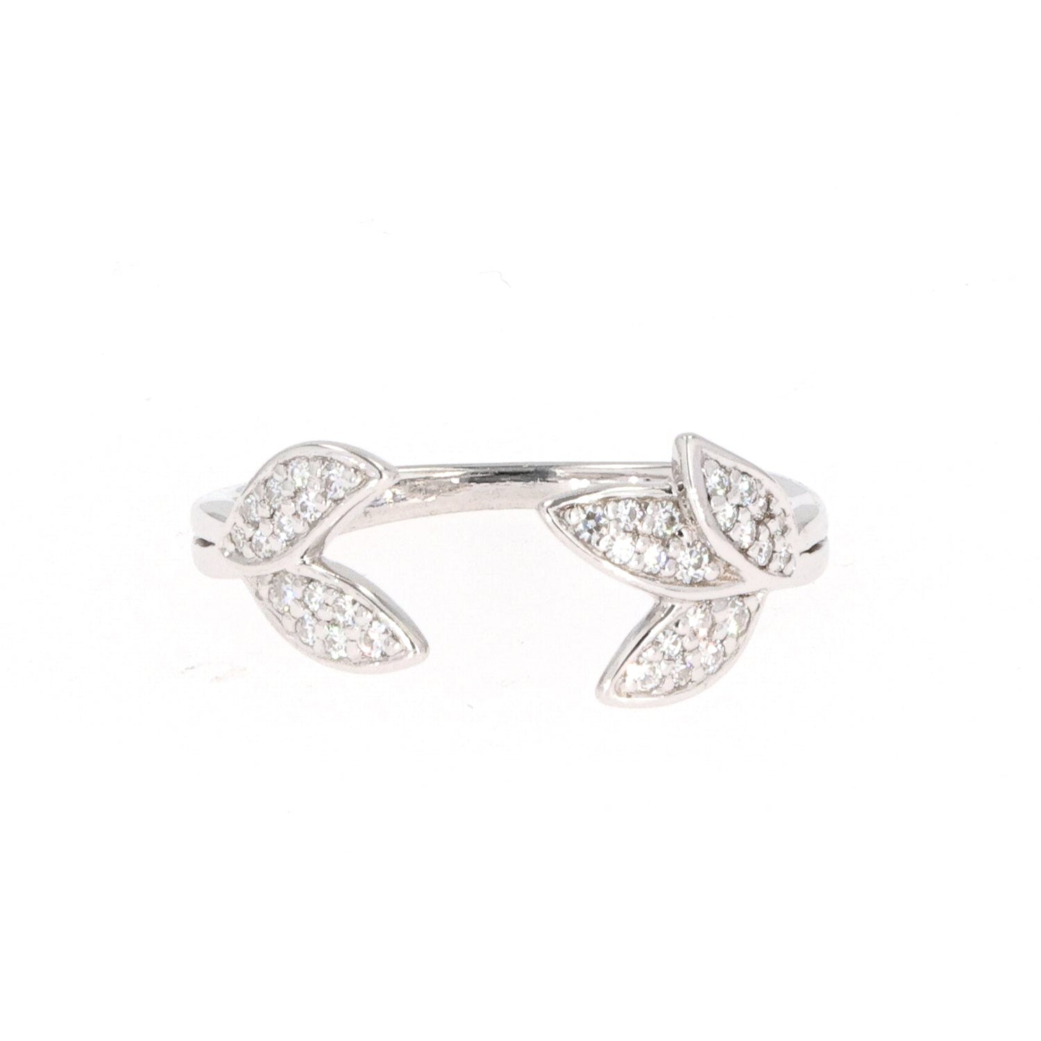 0.22 CTW DEW Round Near-Colorless Moissanite Floral Band in Sterling Silver