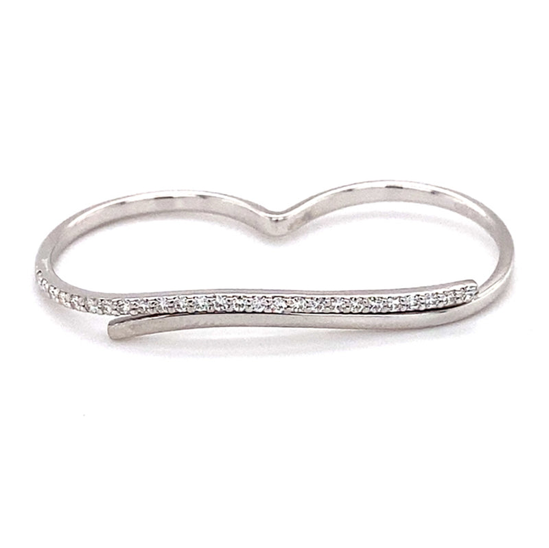 0.26 CTW DEW Round Near-Colorless Moissanite Two Finger Band in Sterling Silver