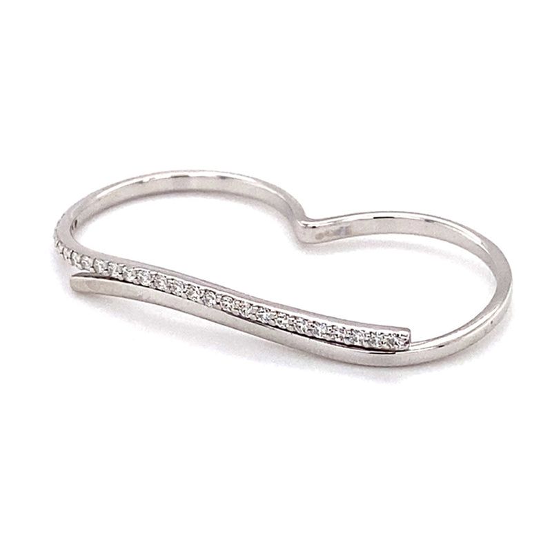 0.26 CTW DEW Round Near-Colorless Moissanite Two Finger Band in Sterling Silver