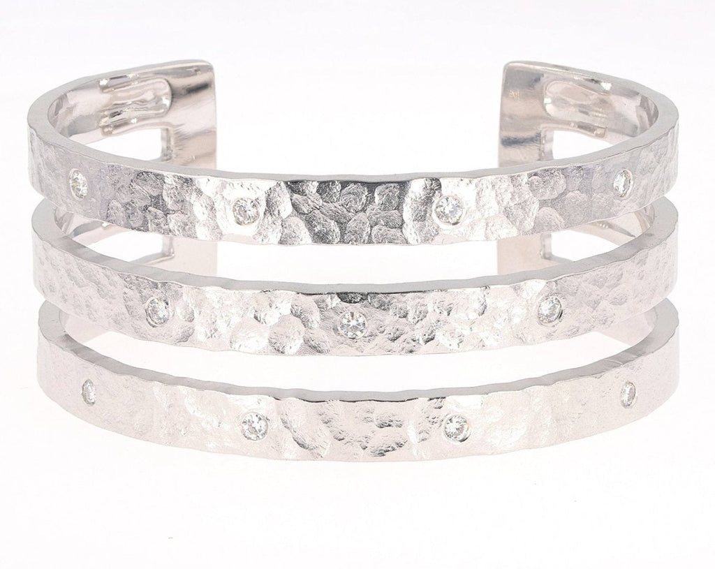 0.66 CTW DEW Moissanite Triple-Row Cuff Bracelet in Sterling Silver
