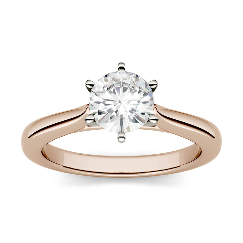 1.00 CTW DEW Round Moissanite Engagement Ring in 14K Two-Toned Gold
