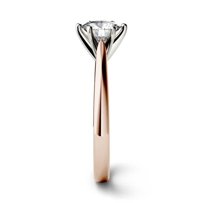 1.00 CTW DEW Round Moissanite Engagement Ring in 14K Two-Toned Gold