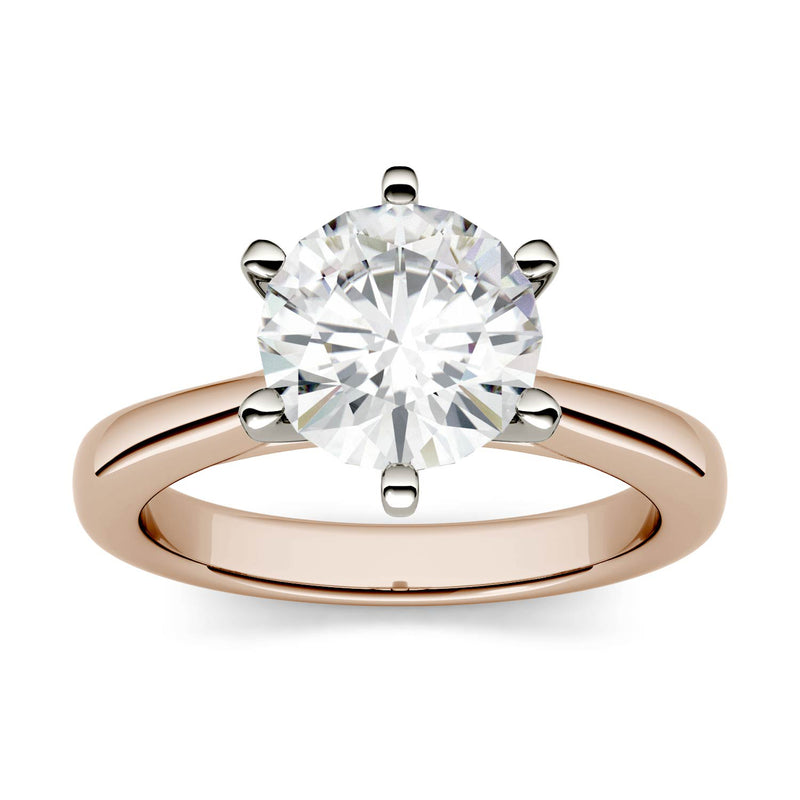 1.90 CTW DEW Round Moissanite Engagement Ring in 14K Two-Toned Gold
