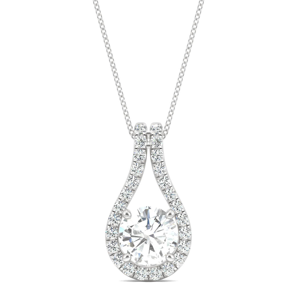 1.61 CTW DEW Round Accented Drop Pendant 14K White Gold