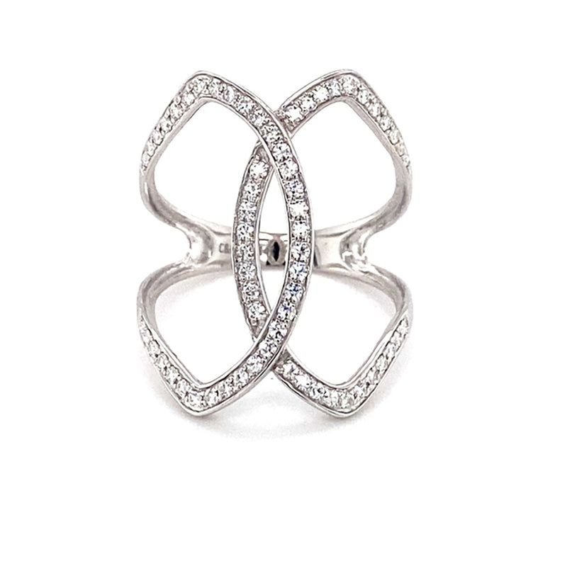 0.41 CTW DEW Round Near-Colorless Moissanite Statement Ring in 14K White Gold