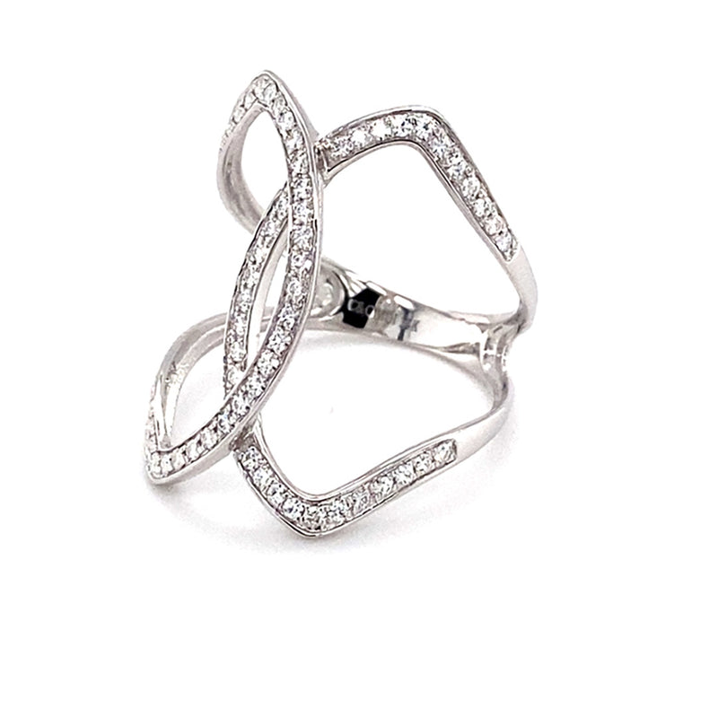 0.41 CTW DEW Round Near-Colorless Moissanite Statement Ring in 14K White Gold