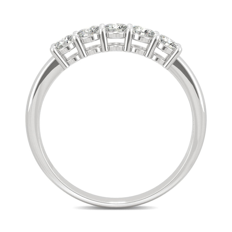 0.50 CTW DEW Round Moissanite Five Stone Ring in 14K White Gold