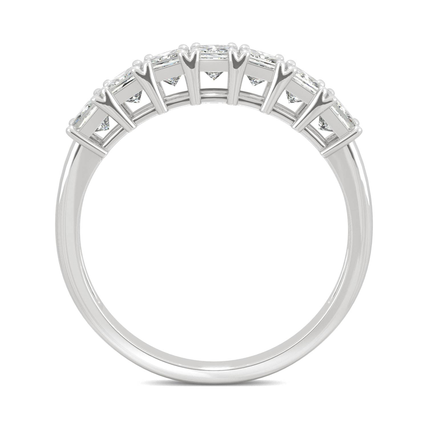 1.26 CTW DEW Square Moissanite Anniversary Band in 14K White Gold