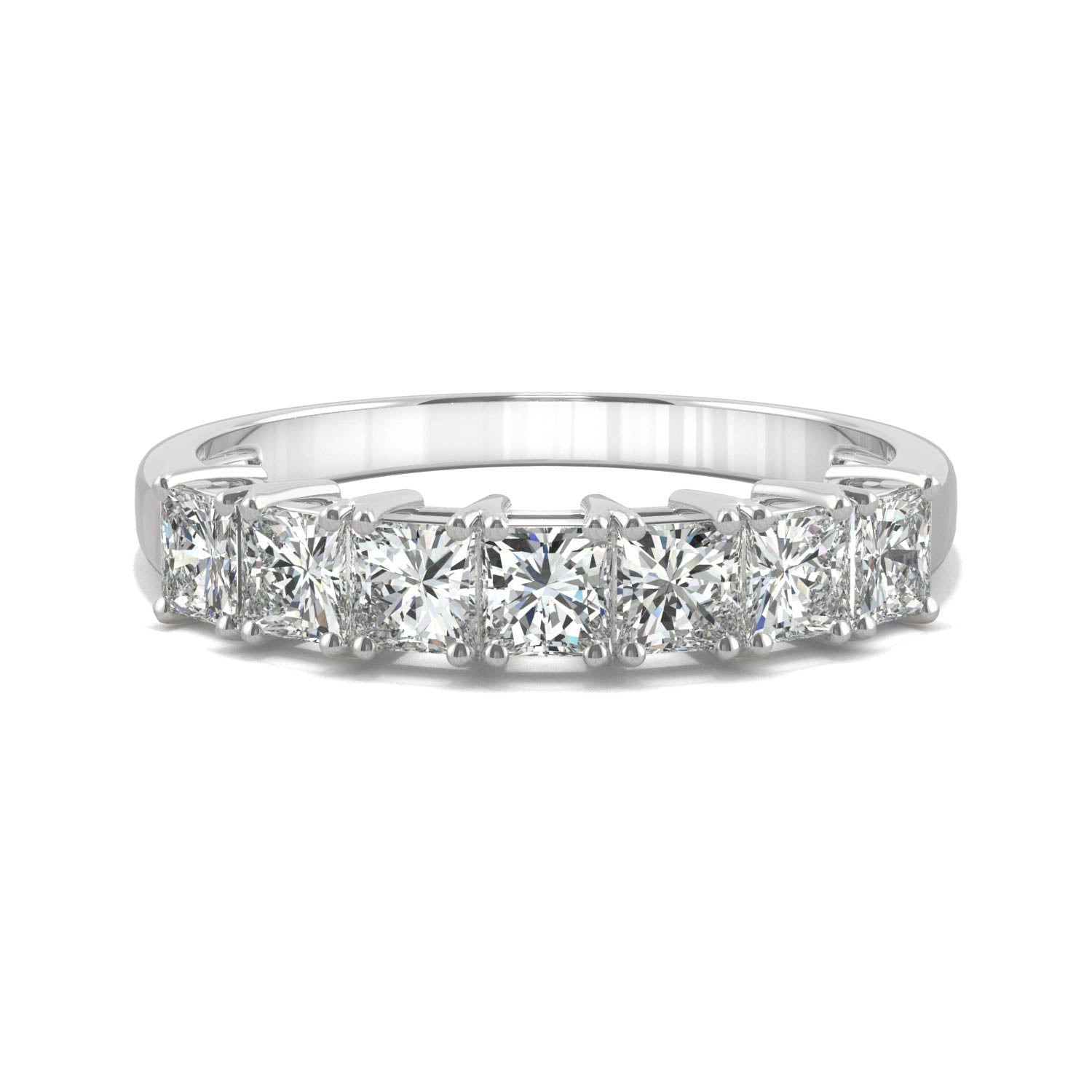 1.26 CTW DEW Square Moissanite Anniversary Band in 14K White Gold