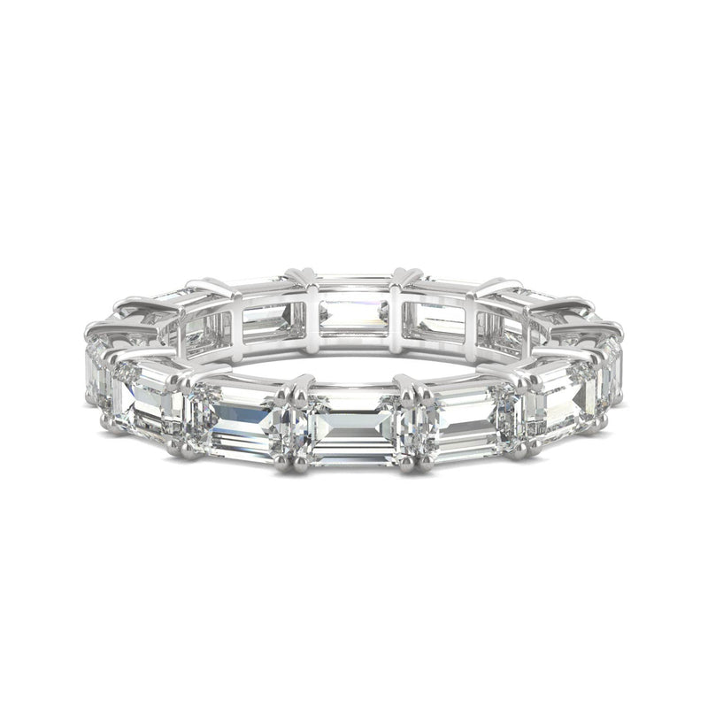 3.78 CTW DEW Emerald Moissanite Eternity Band in 14K White Gold