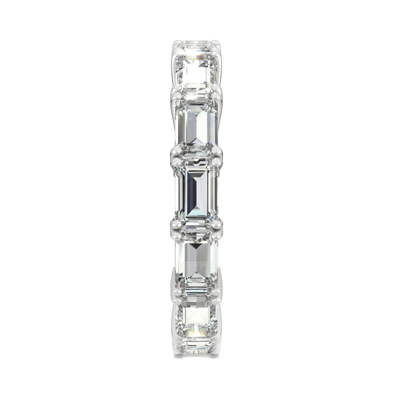 3.78 CTW DEW Emerald Moissanite Eternity Band in 14K White Gold