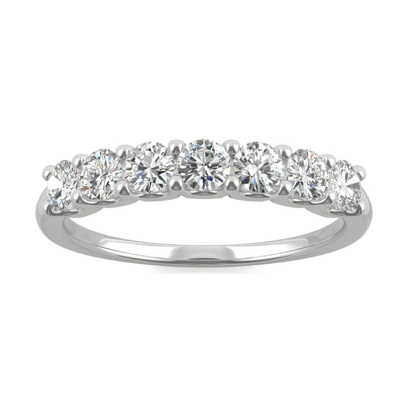 0.70 CTW DEW Round Moissanite Anniversary Band in 14K White Gold