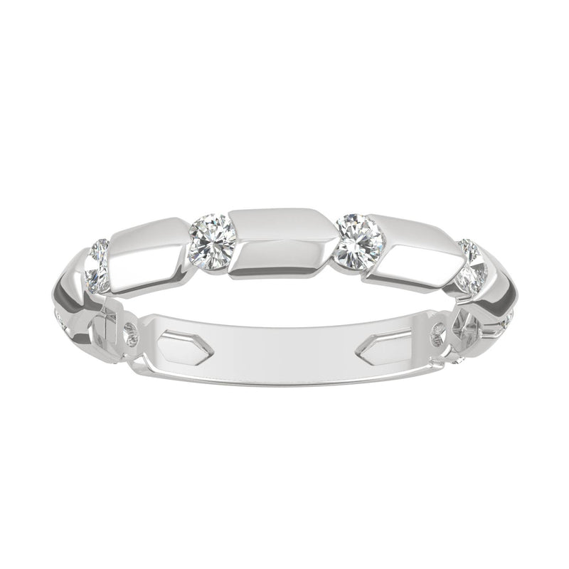 0.48 CTW DEW Round Moissanite Stackable Ring in 14K White Gold