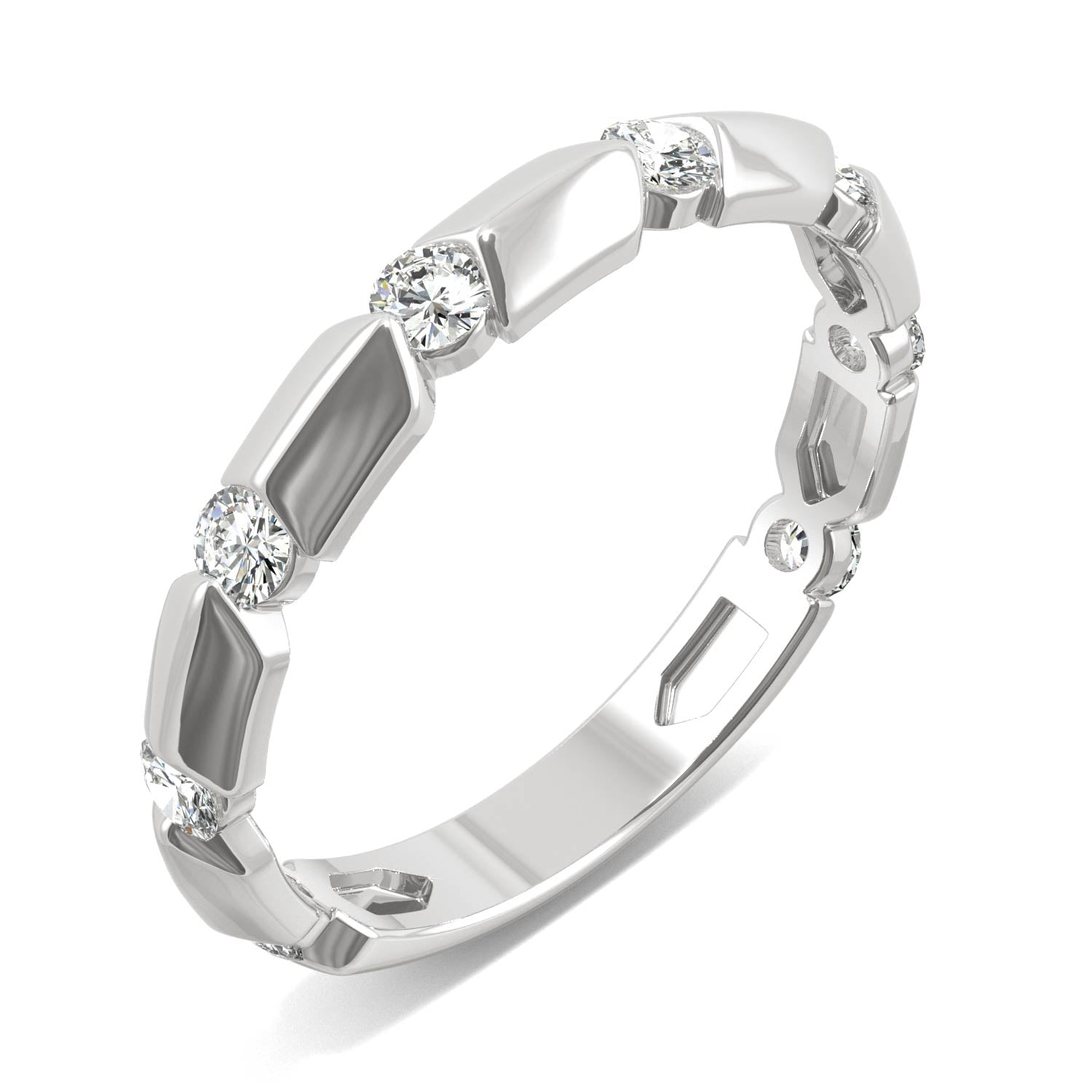 0.48 CTW DEW Round Moissanite Stackable Ring in 14K White Gold