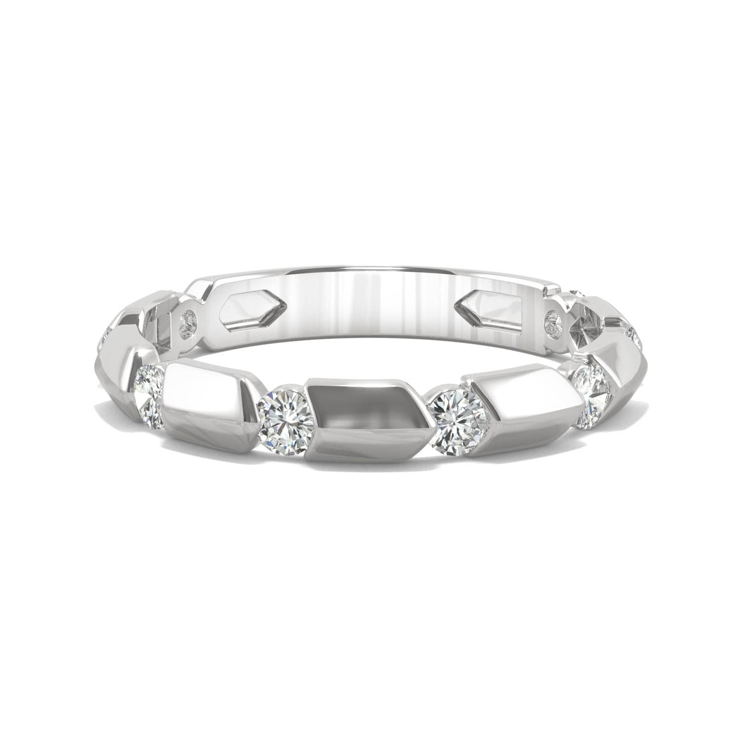 0.48 CTW DEW Round Moissanite Stackable Ring in 14K White Gold