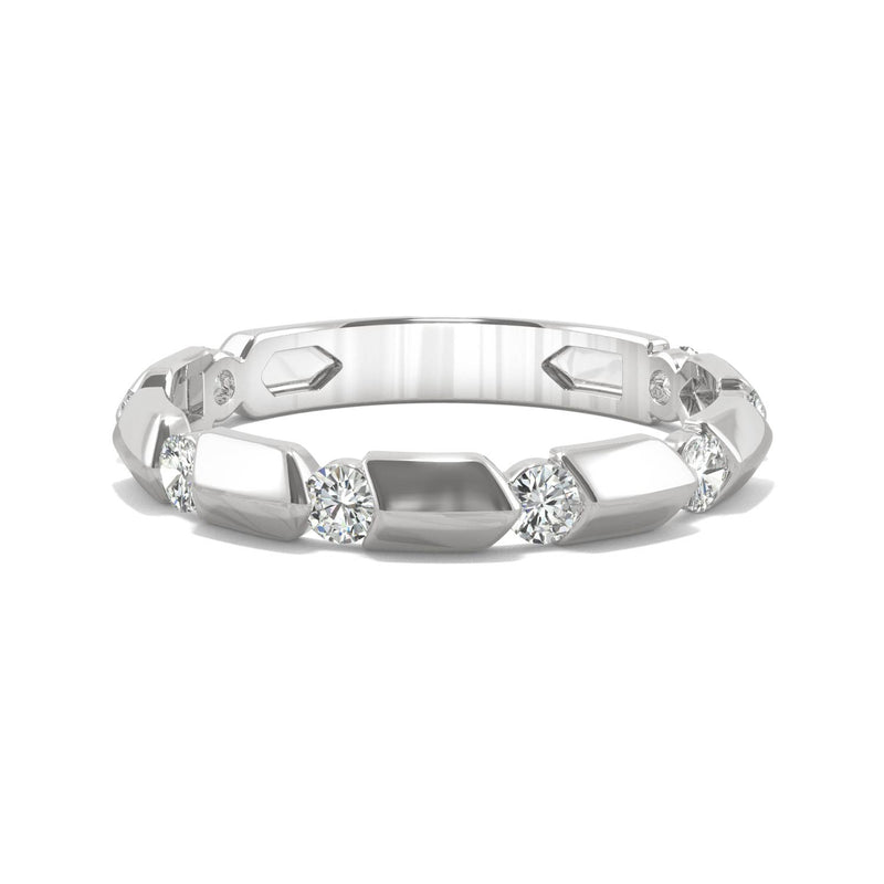 0.48 CTW DEW Round Moissanite Stackable Ring in 14K White Gold