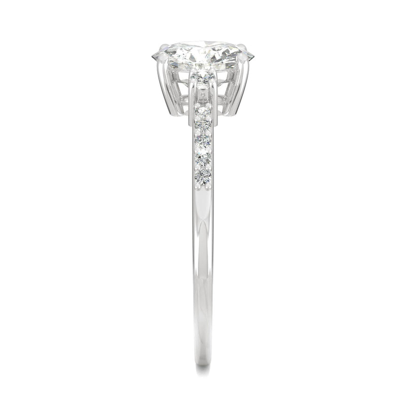 1.31 CTW DEW Round Moissanite Engagement Ring in 14K White Gold