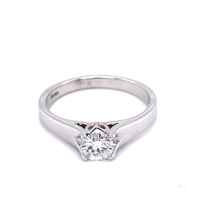 0.50 CTW DEW Round Near-Colorless Moissanite Solitaire Solitaire Engagement Ring in 14K White Gold