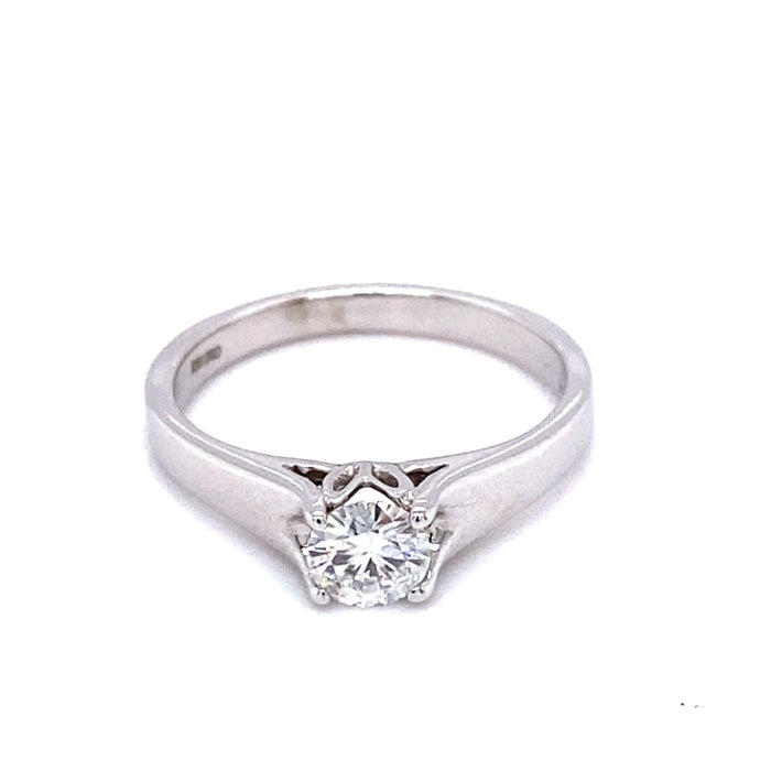 0.50 CTW DEW Round Near-Colorless Moissanite Solitaire Solitaire Engagement Ring in 14K White Gold