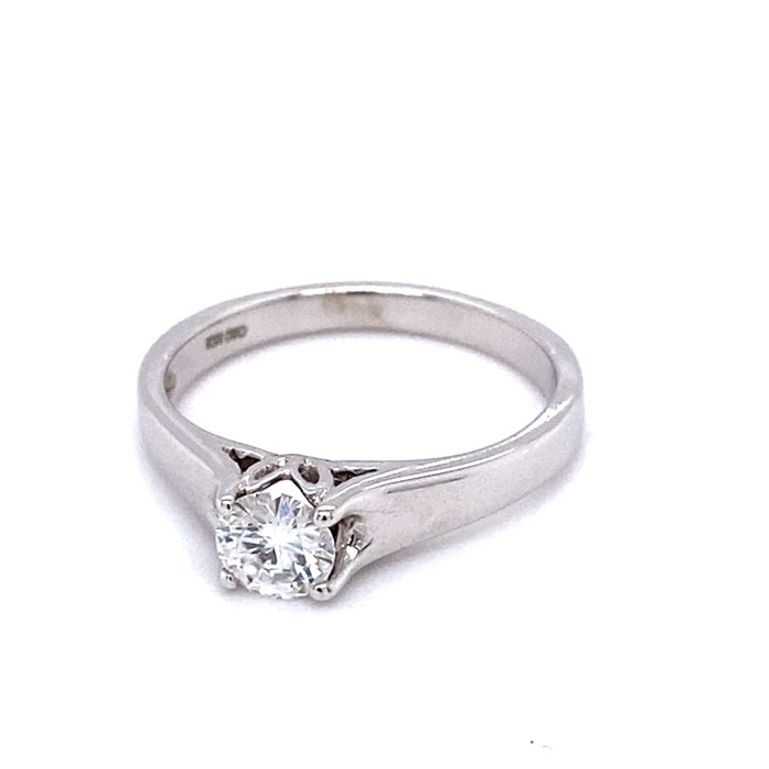 0.50 CTW DEW Round Near-Colorless Moissanite Solitaire Solitaire Engagement Ring in 14K White Gold