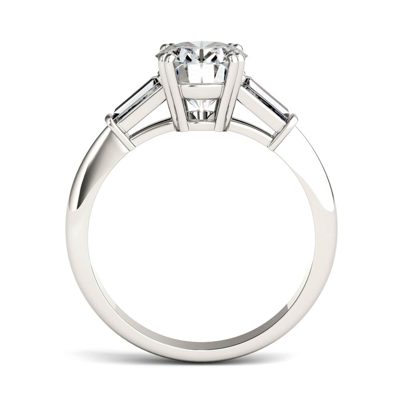 2.47 CTW DEW Oval Moissanite Engagement Ring in 14K White Gold