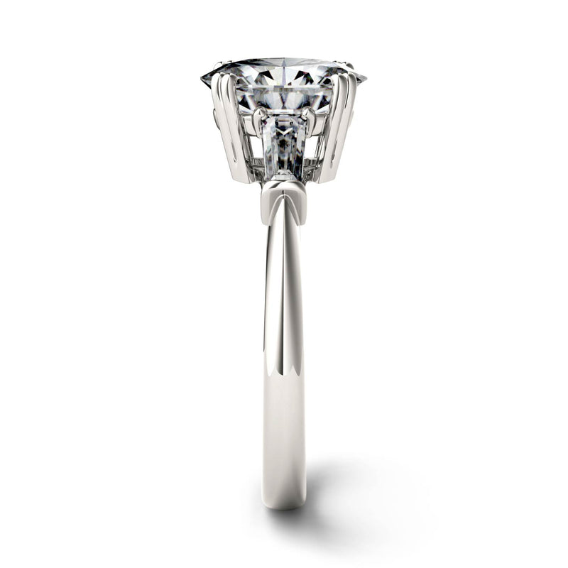 2.47 CTW DEW Oval Moissanite Engagement Ring in 14K White Gold