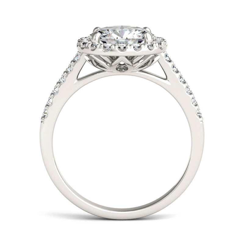 2.35 CTW DEW Round Moissanite Halo Ring in 14K White Gold