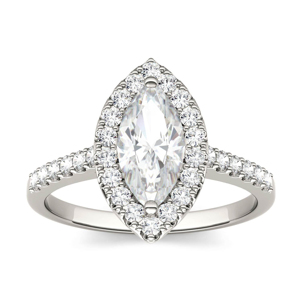 1.45 CTW DEW Marquise Halo Ring 14K White Gold